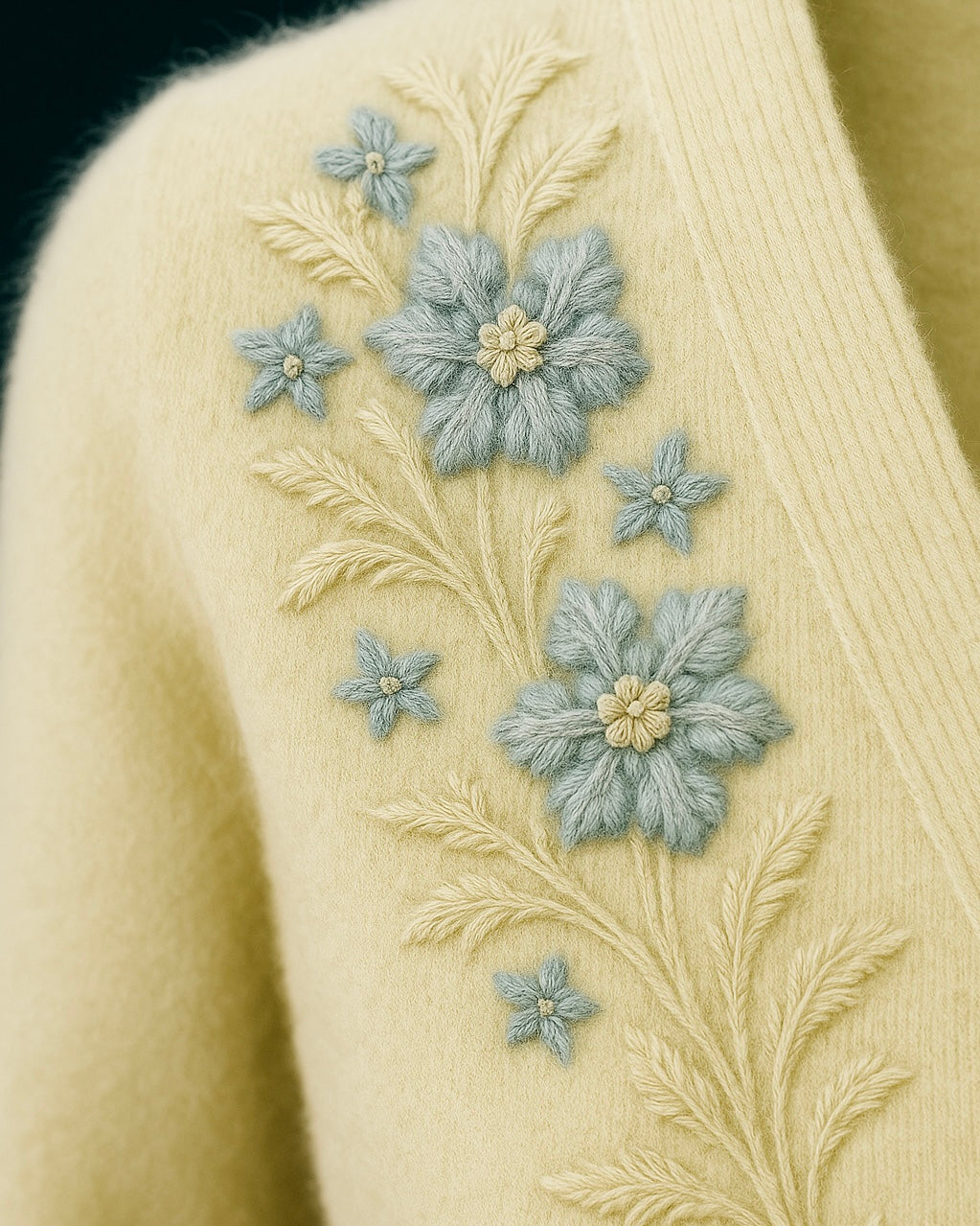 Elegant Embroidered Pearl Button Cardigan