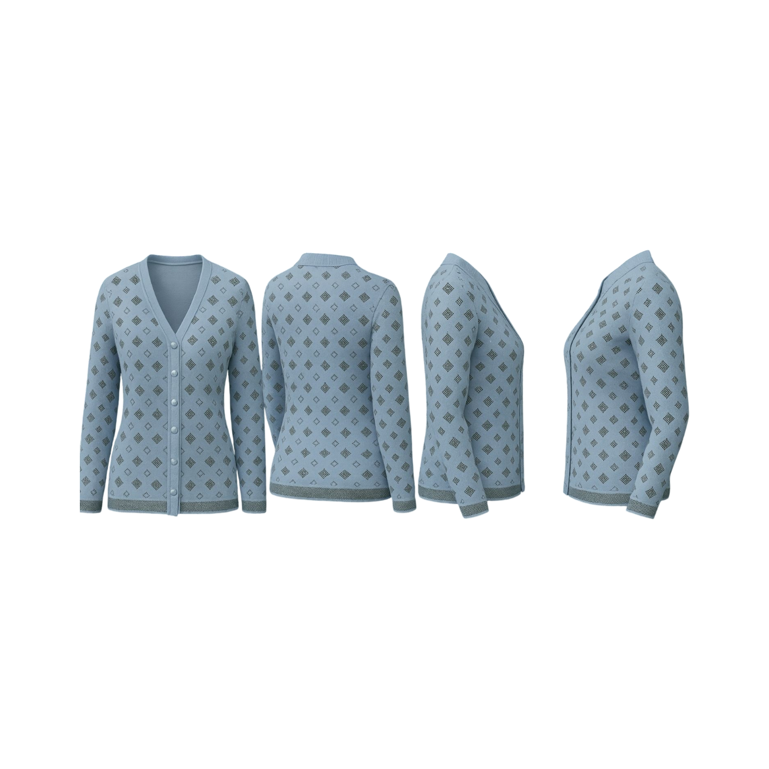 Sky Blue Diamond Knit Cardigan