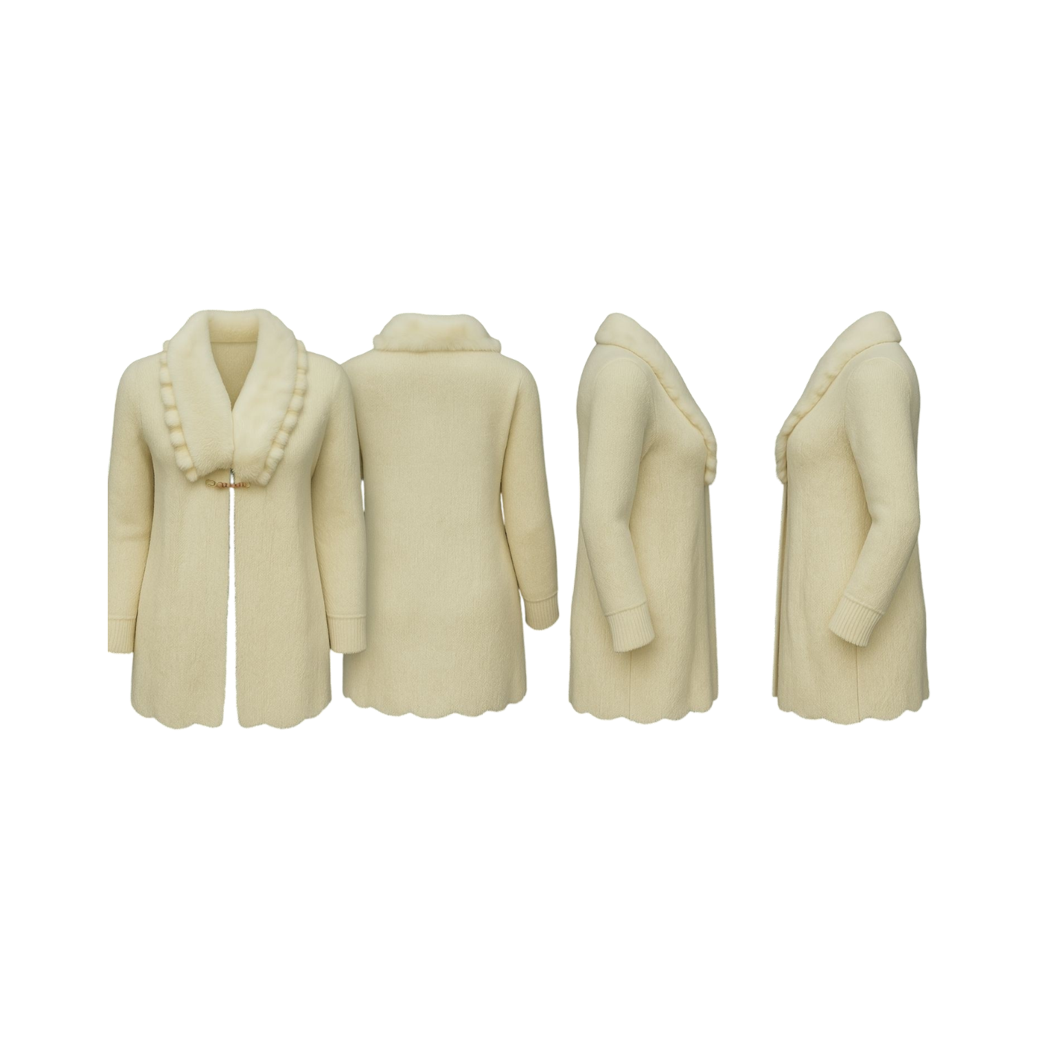 Ivory Fur-Lined Open Front Cardigan