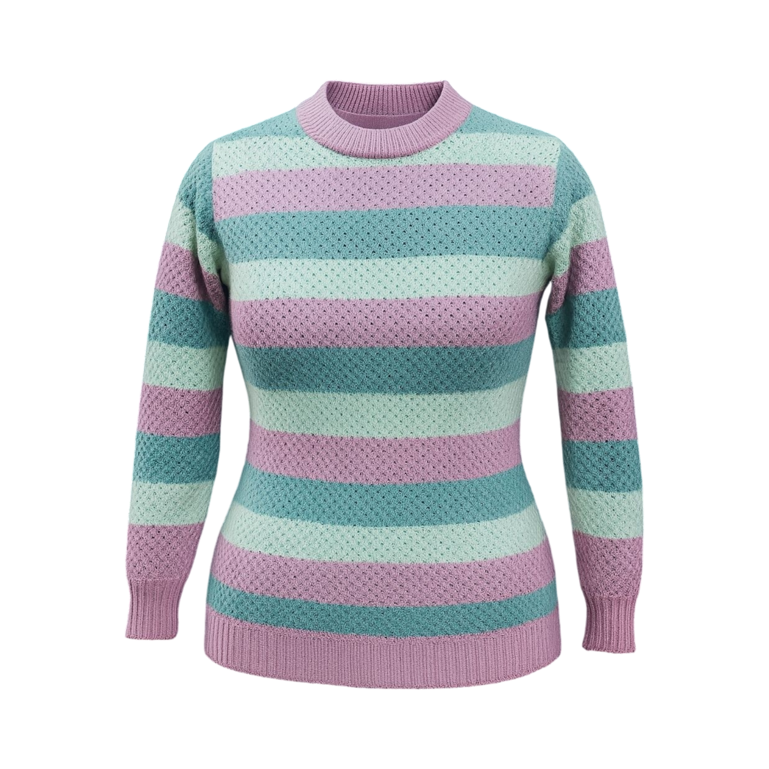 Mint & Mauve Textured Stripe