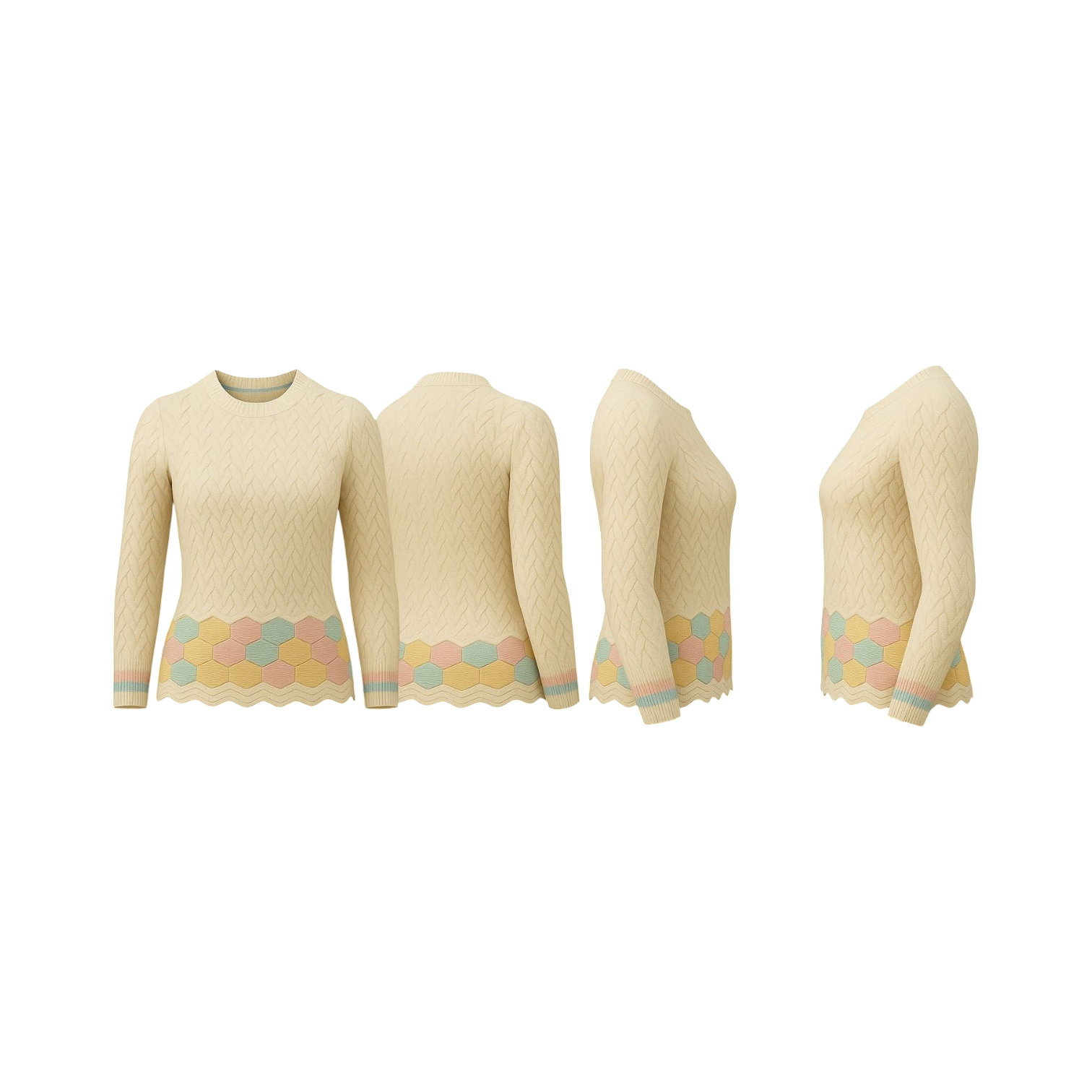 Honeycomb Hem Cable Knit