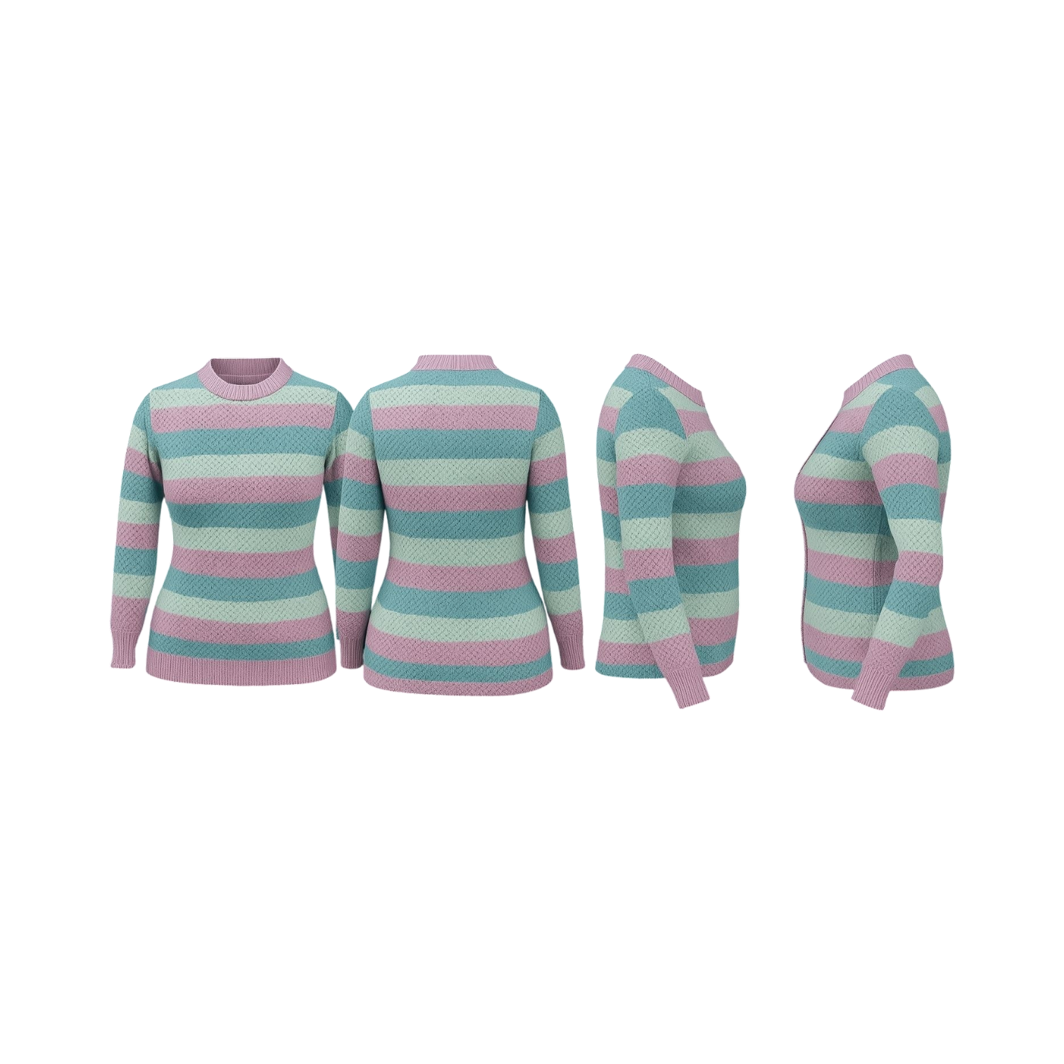 Mint & Mauve Textured Stripe