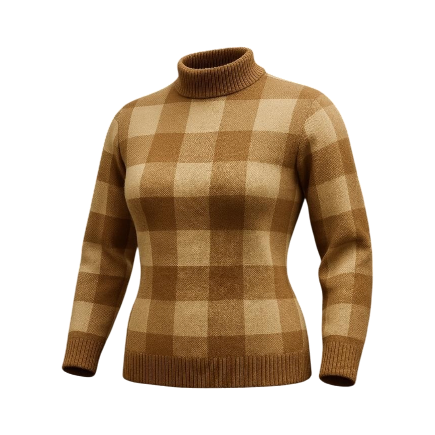 Camel Check Turtleneck