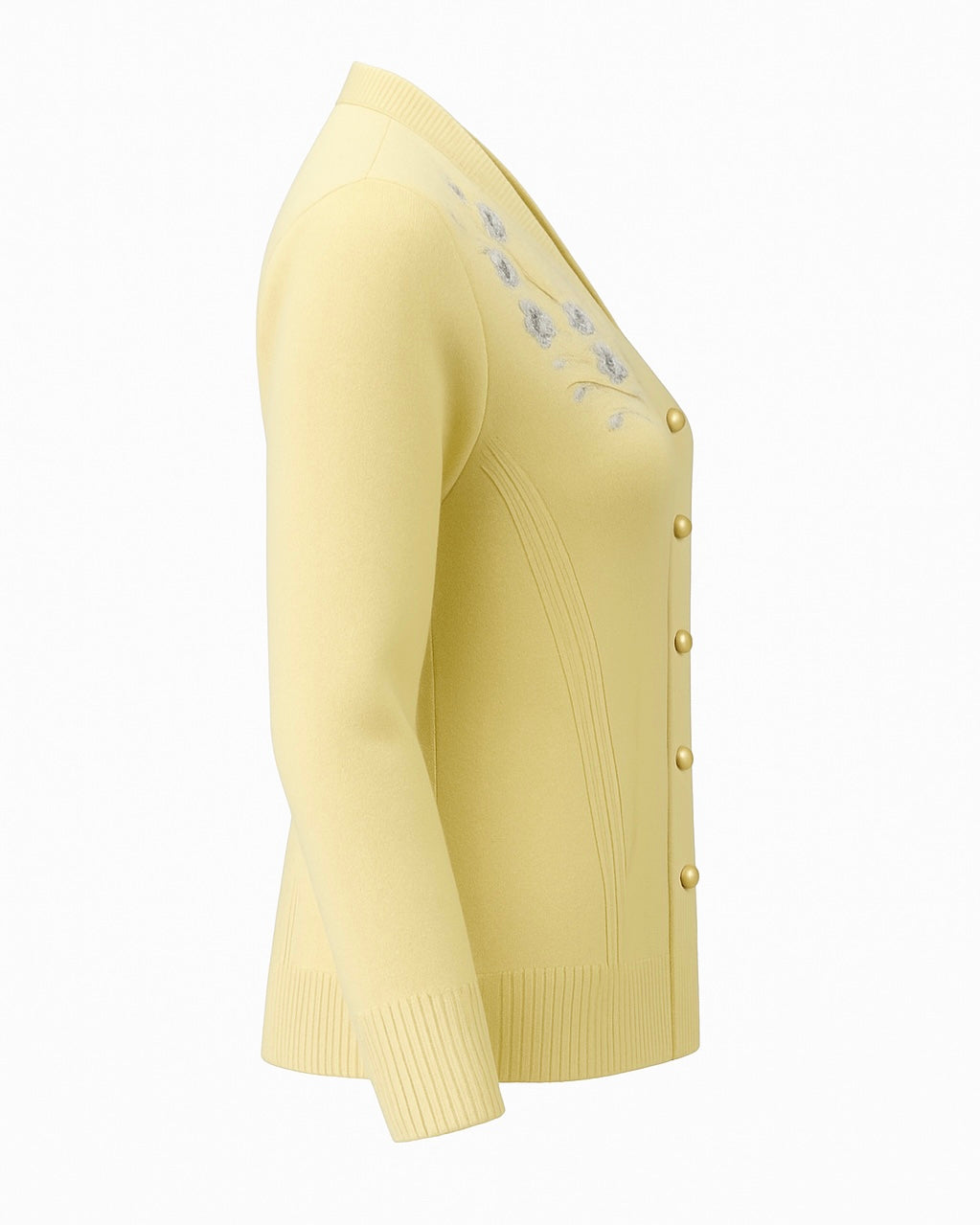 Elegant Embroidered Pearl Button Cardigan