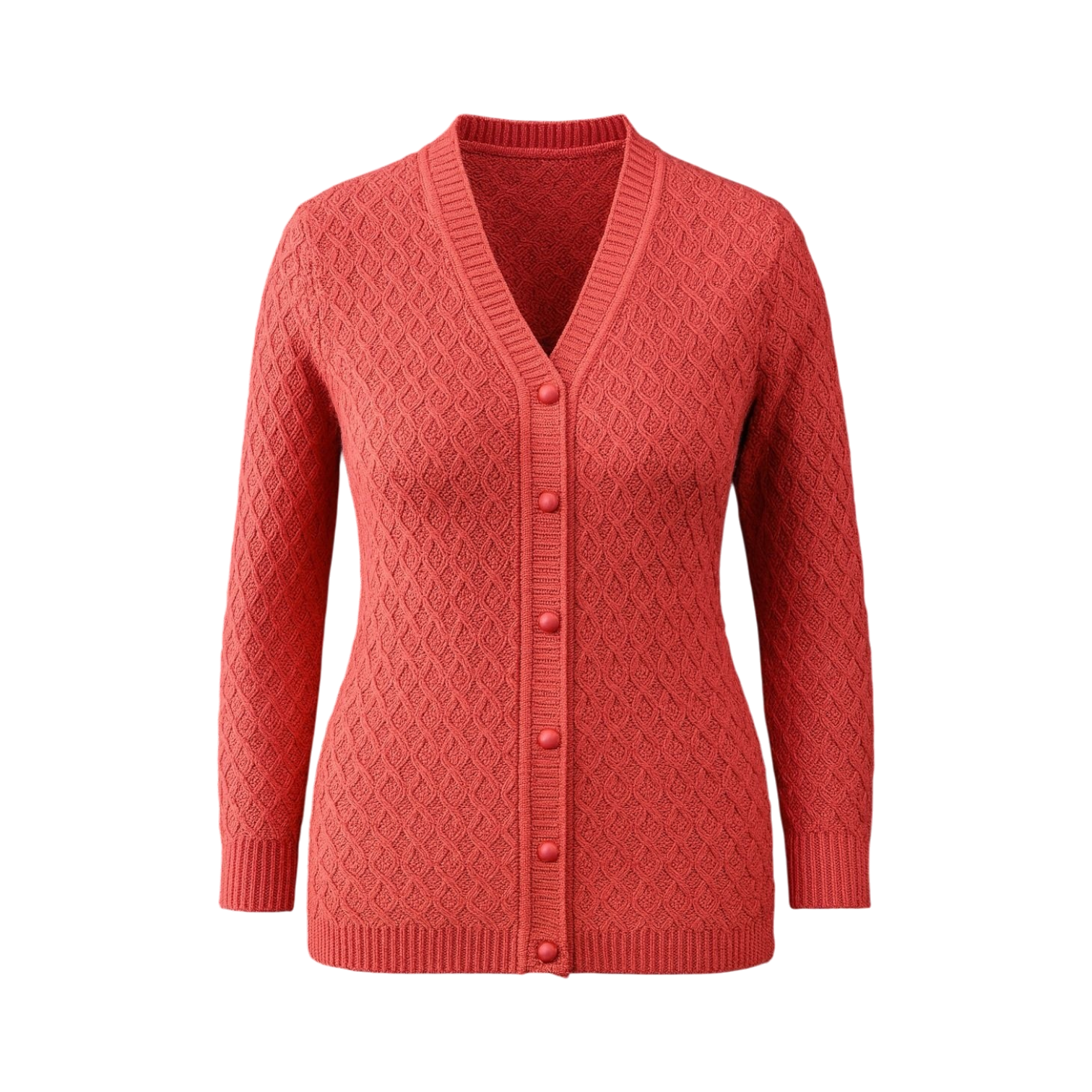 Crimson Textured Knit Cardigan