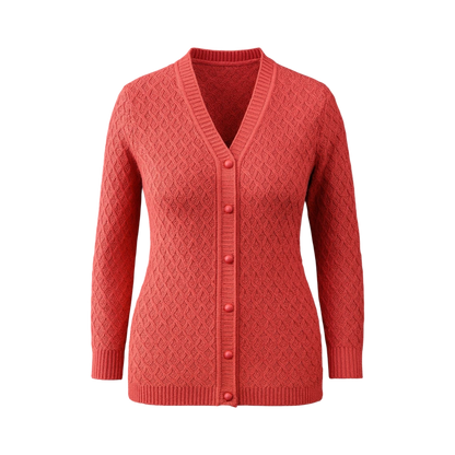 Crimson Textured Knit Cardigan