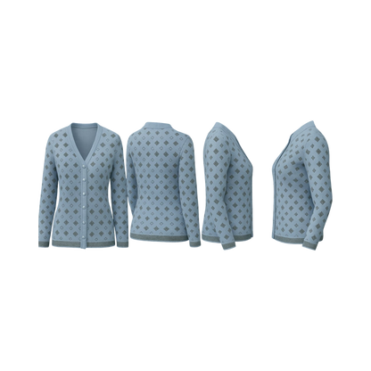 Sky Blue Diamond Knit Cardigan