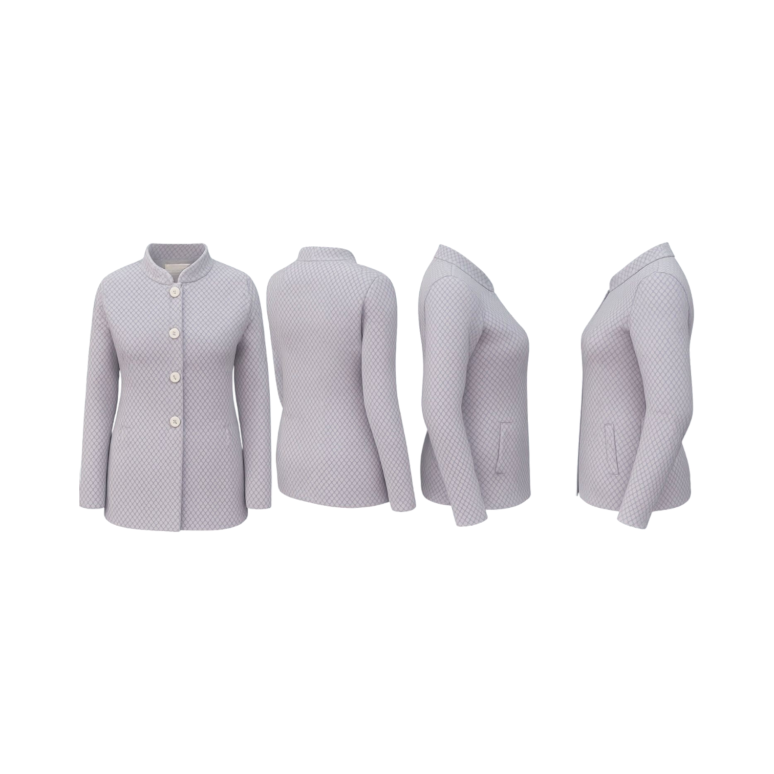 Lavender Textured High-Neck Cardigan