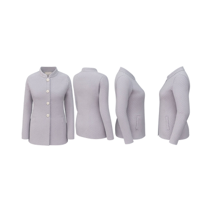 Lavender Textured High-Neck Cardigan