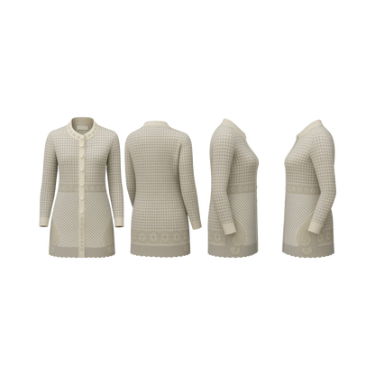 Ivory Heritage Pattern Full-Length Cardigan