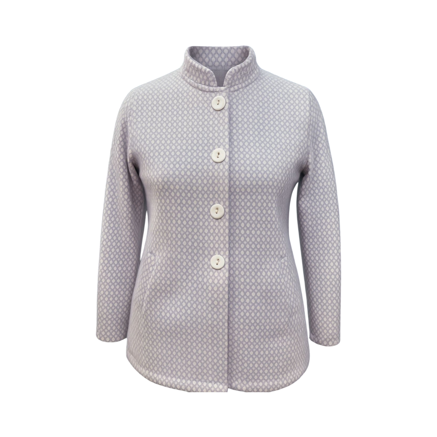 Lavender Textured High-Neck Cardigan