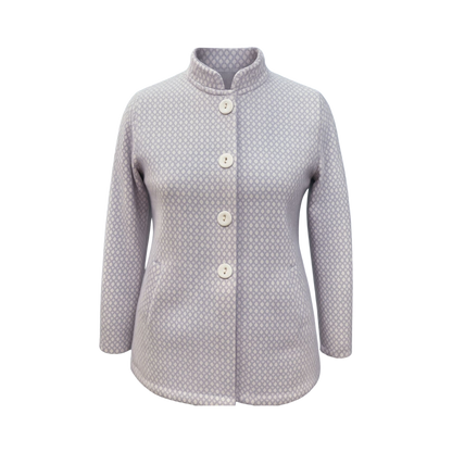 Lavender Textured High-Neck Cardigan