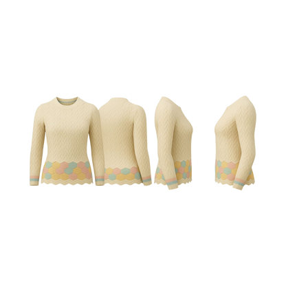 Honeycomb Hem Cable Knit