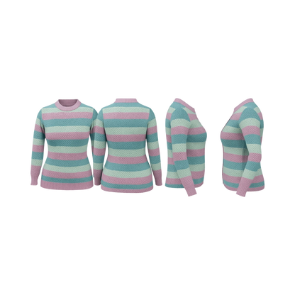 Mint & Mauve Textured Stripe