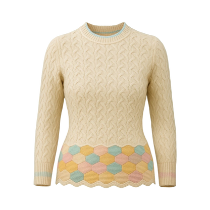 Honeycomb Hem Cable Knit