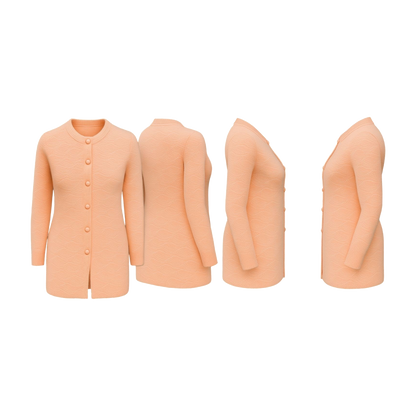 Peach Wave-Knit Full-Length Cardigan