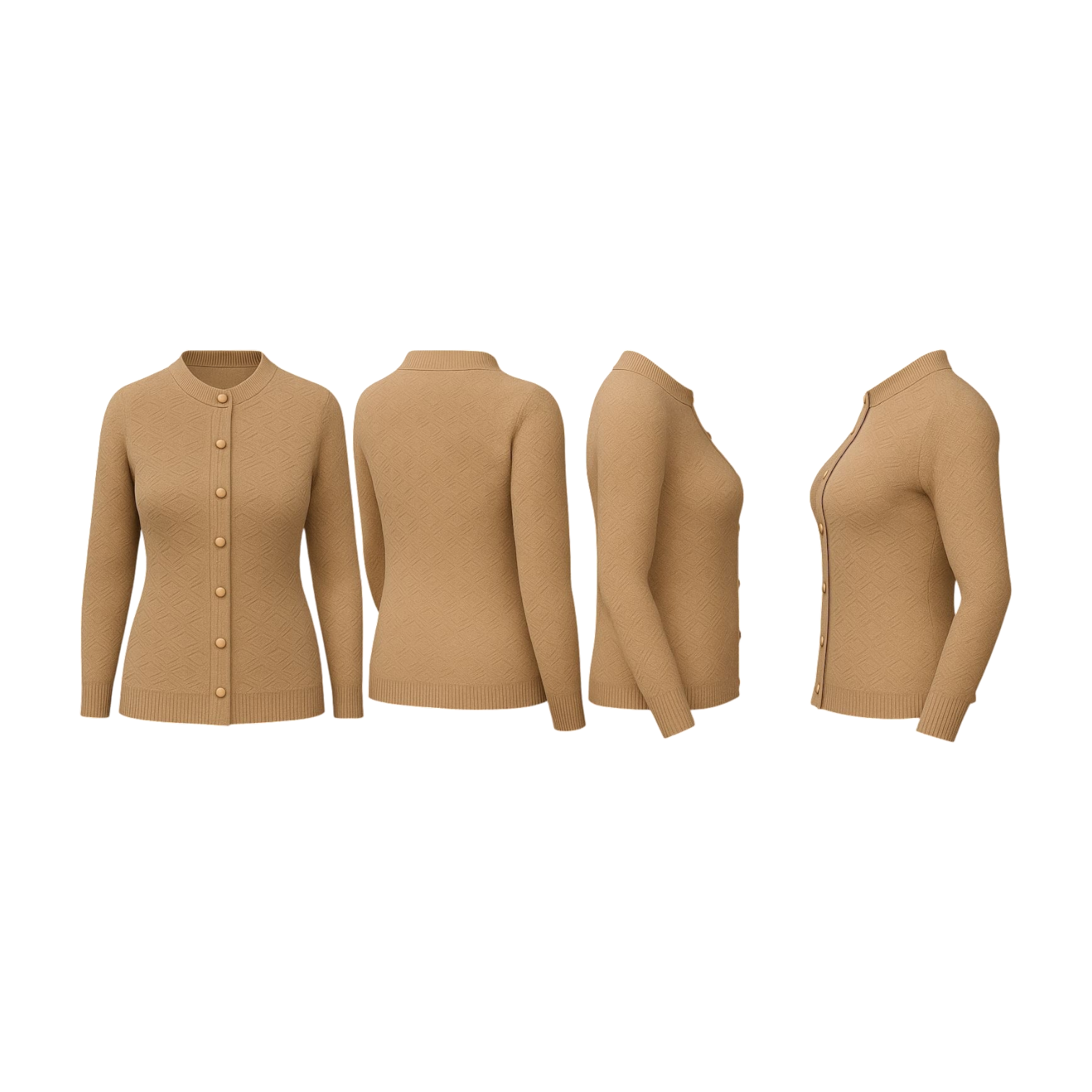 Camel Geometric Knit Cardigan