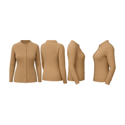 Camel Geometric Knit Cardigan